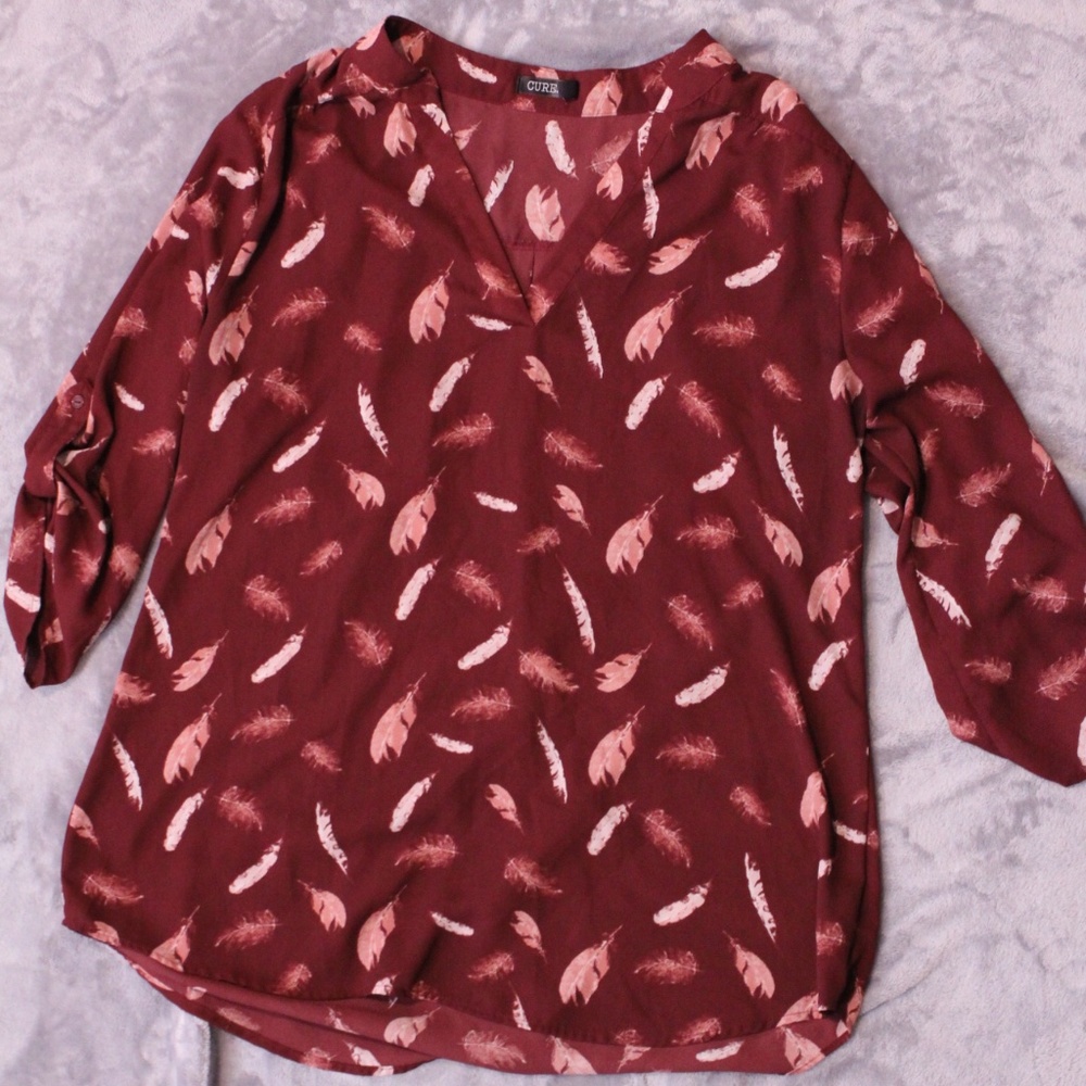 Maroon Feather Blouse